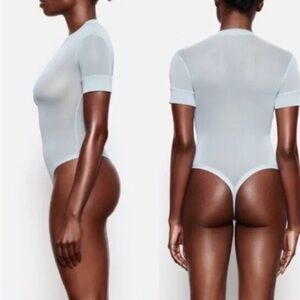 SKIMS Sky Blue Summer Stretch Sheer Mesh T-Shirt Bodysuit Sz 2X NWT